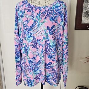 NWT Lilly Pulitzer Pink and Blue Floral Long Sleeve Size XXL
